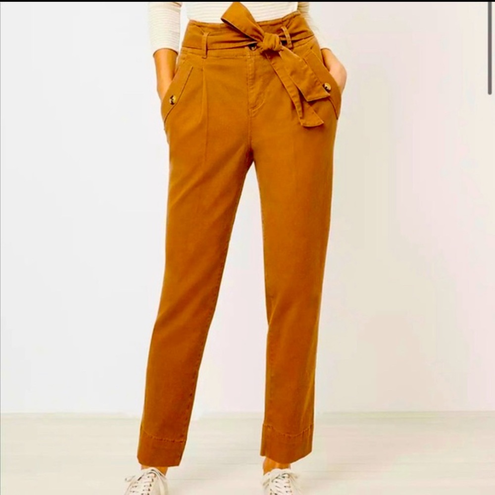 💕3 for $30💕 NWT 0P LOFT Brown Tie Waist Slim Ankle Pant or White Chino pants